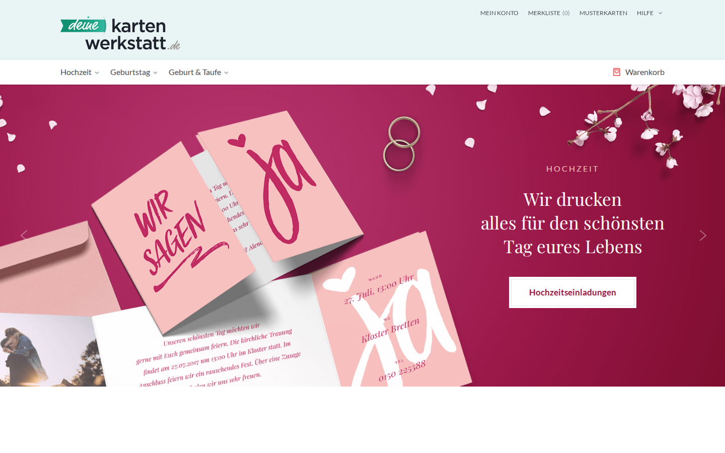 Startseite von deine-kartenwerkstatt.de