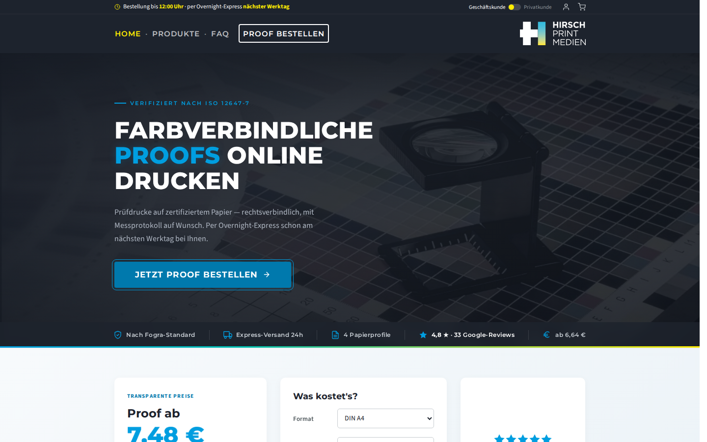 Startseite von proof-drucken.de
